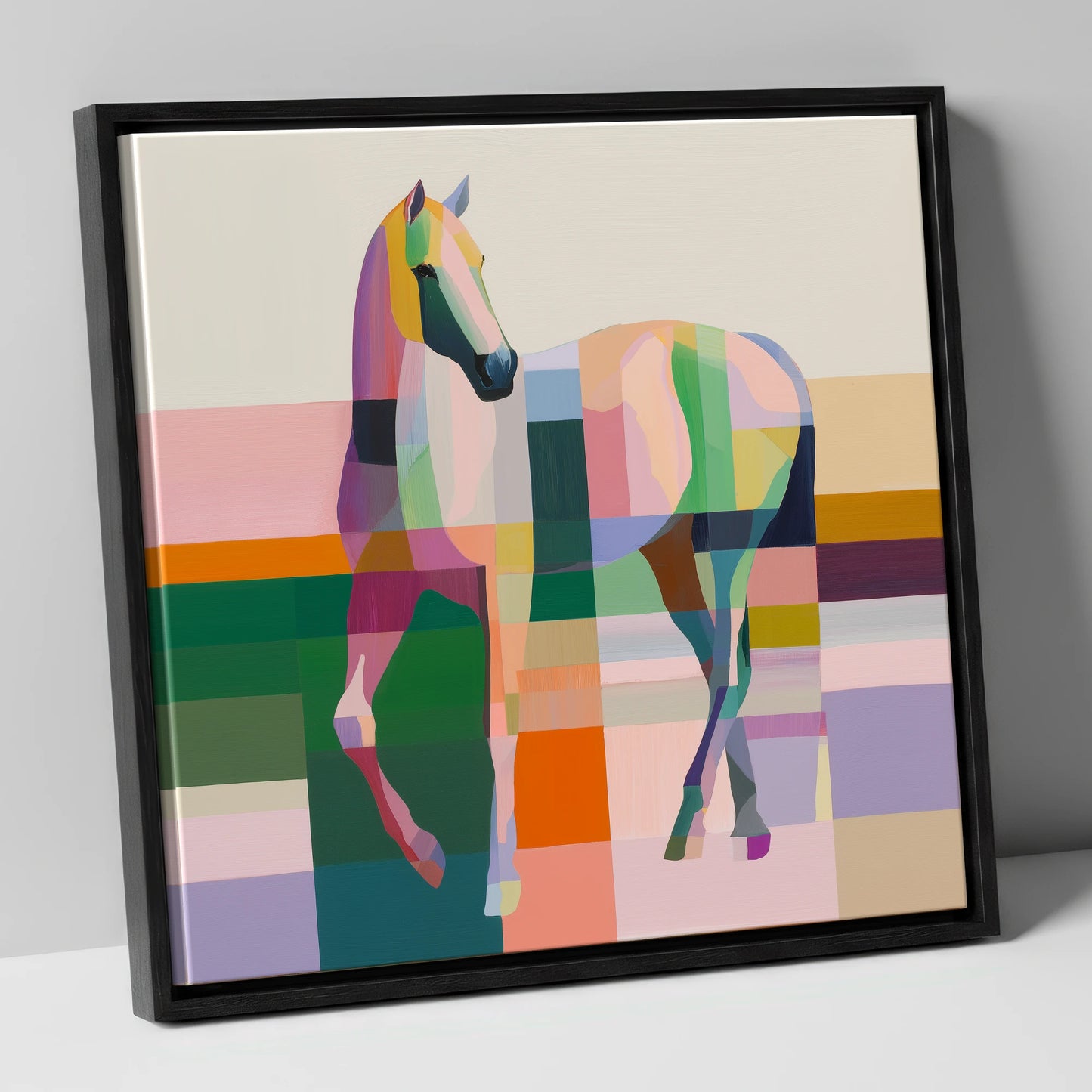 Structured Equine Elegance horse breed canvas wall art in black frame