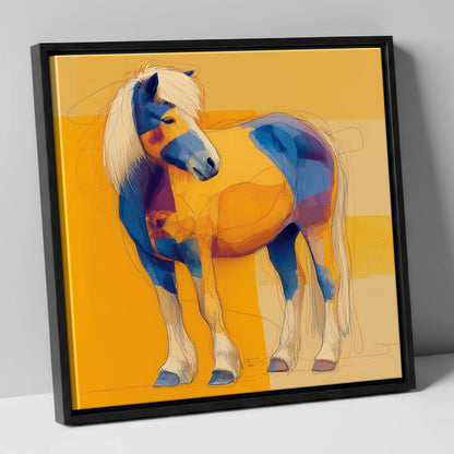 Vibrant Native Spirit horse breed canvas wall art in black frame