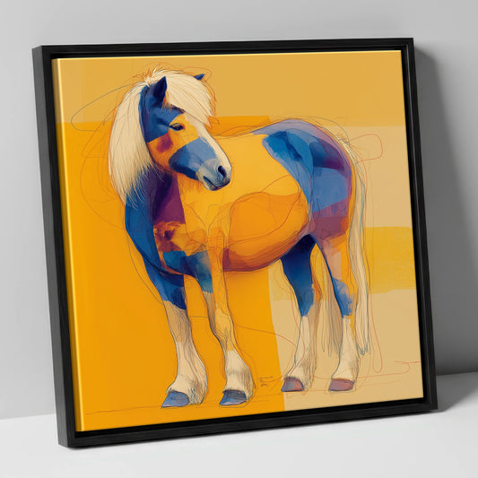 Vibrant Native Spirit horse breed canvas wall art in black frame