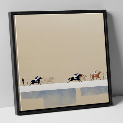 The Final Stretch racing horse canvas wall art in black frame
