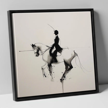 Ethereal Dressage Harmony dressage horse canvas wall art in black frame