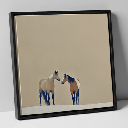 Quiet Companions wild horses canvas wall art in black frame