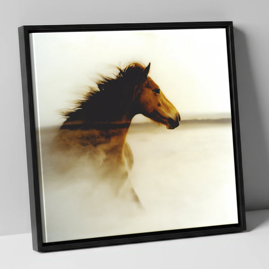 Ethereal Horizon horse portrait canvas wall art in black frame