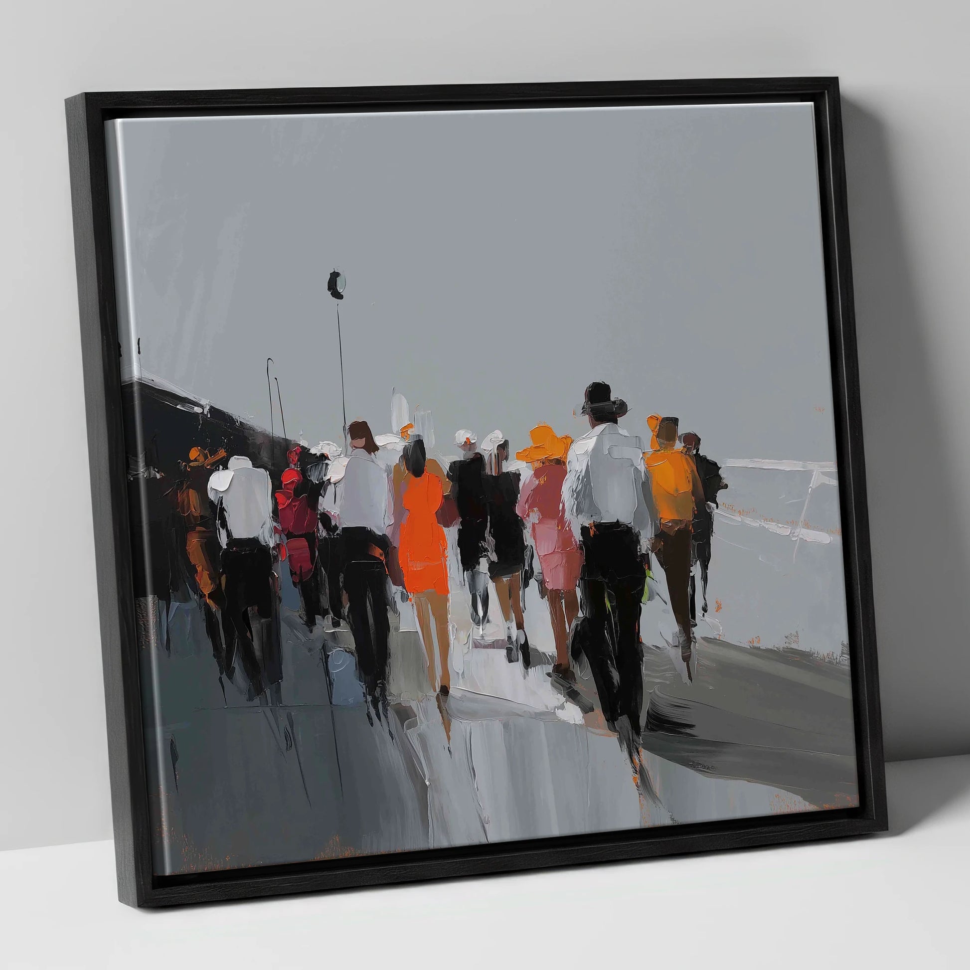 The Grandstand Parade racing horse canvas wall art in black frame