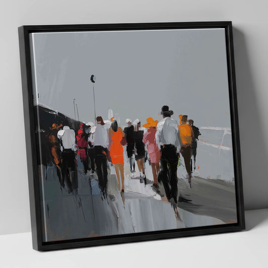 The Grandstand Parade racing horse canvas wall art in black frame