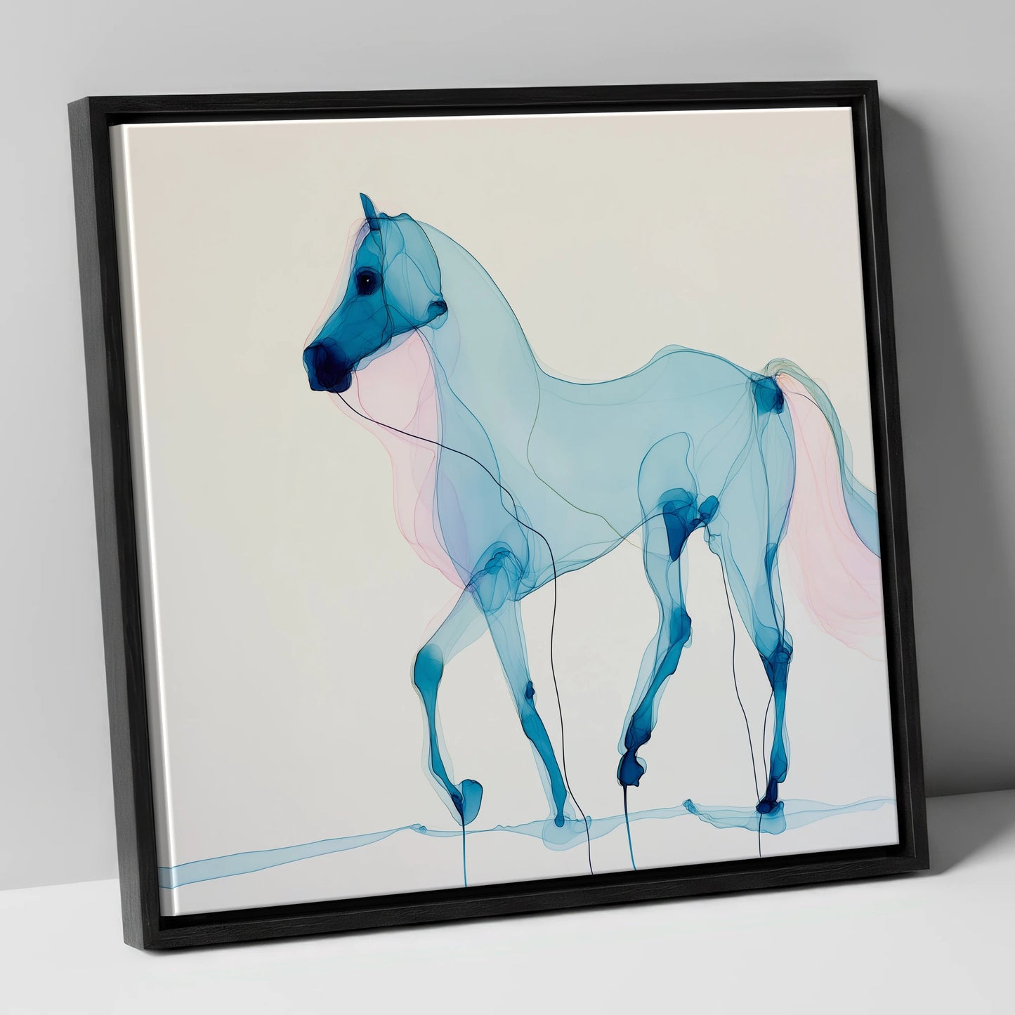 Cerulean Grace horse breed canvas wall art in black frame