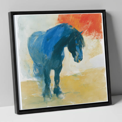 Vivid Cobalt Heavy Horse horse breed canvas wall art in black frame