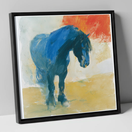 Vivid Cobalt Heavy Horse horse breed canvas wall art in black frame