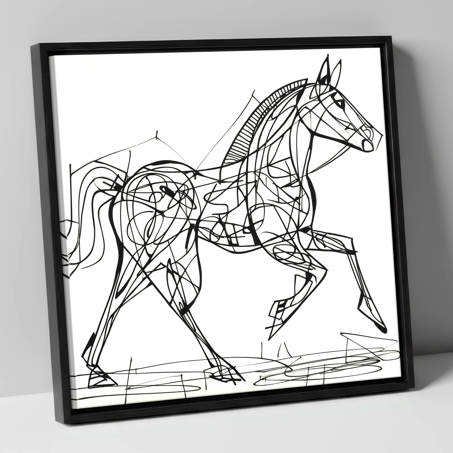Structural Stride racing horse canvas wall art in black frame