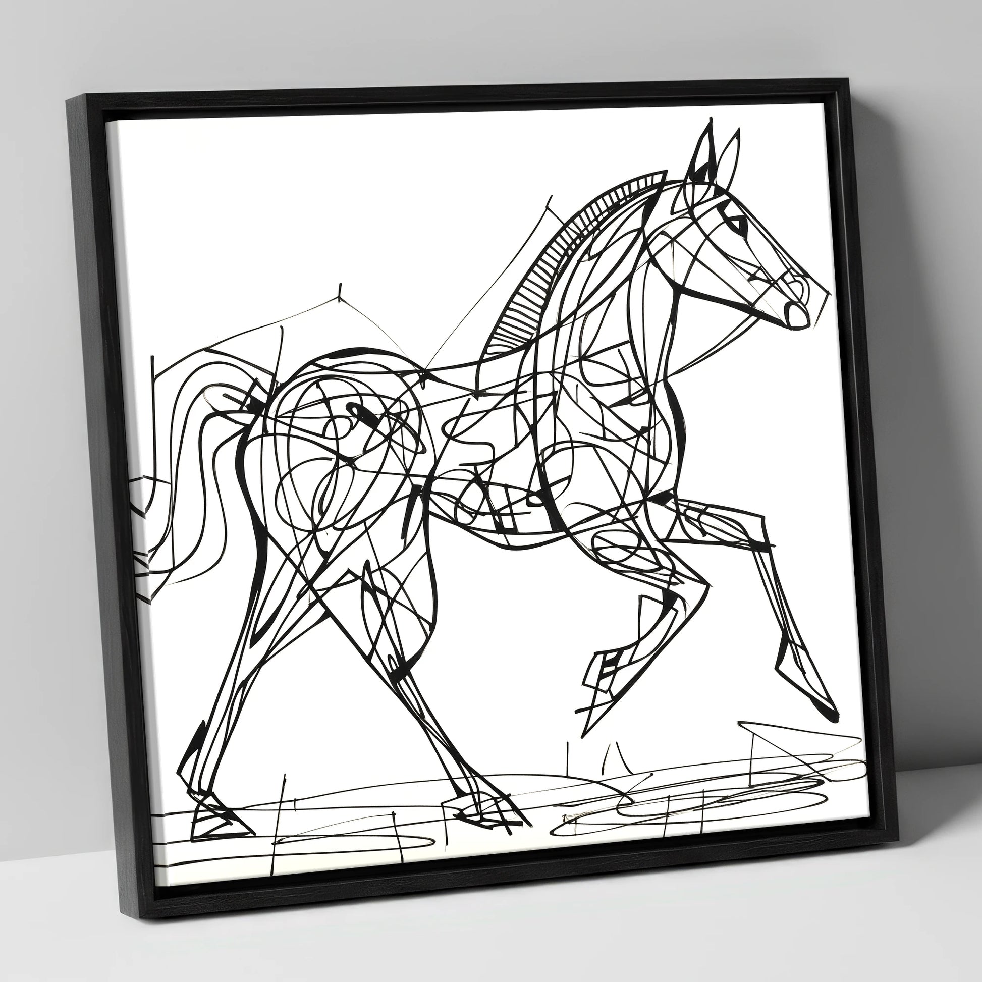 Structural Stride racing horse canvas wall art in black frame