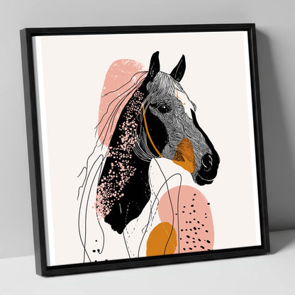 Abstract Racing Silhouette racing horse canvas wall art in black frame