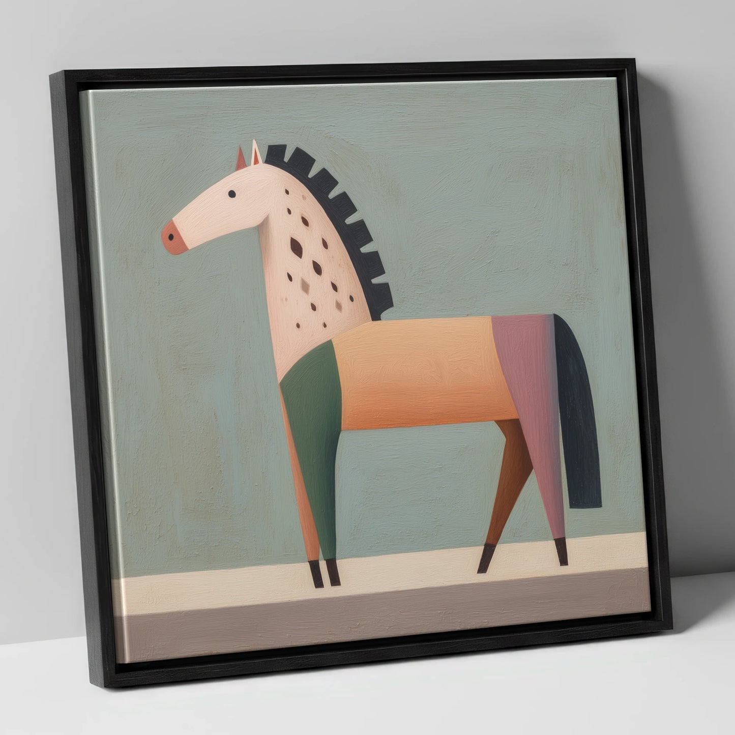 Geometric Appaloosa Form horse breed canvas wall art in black frame
