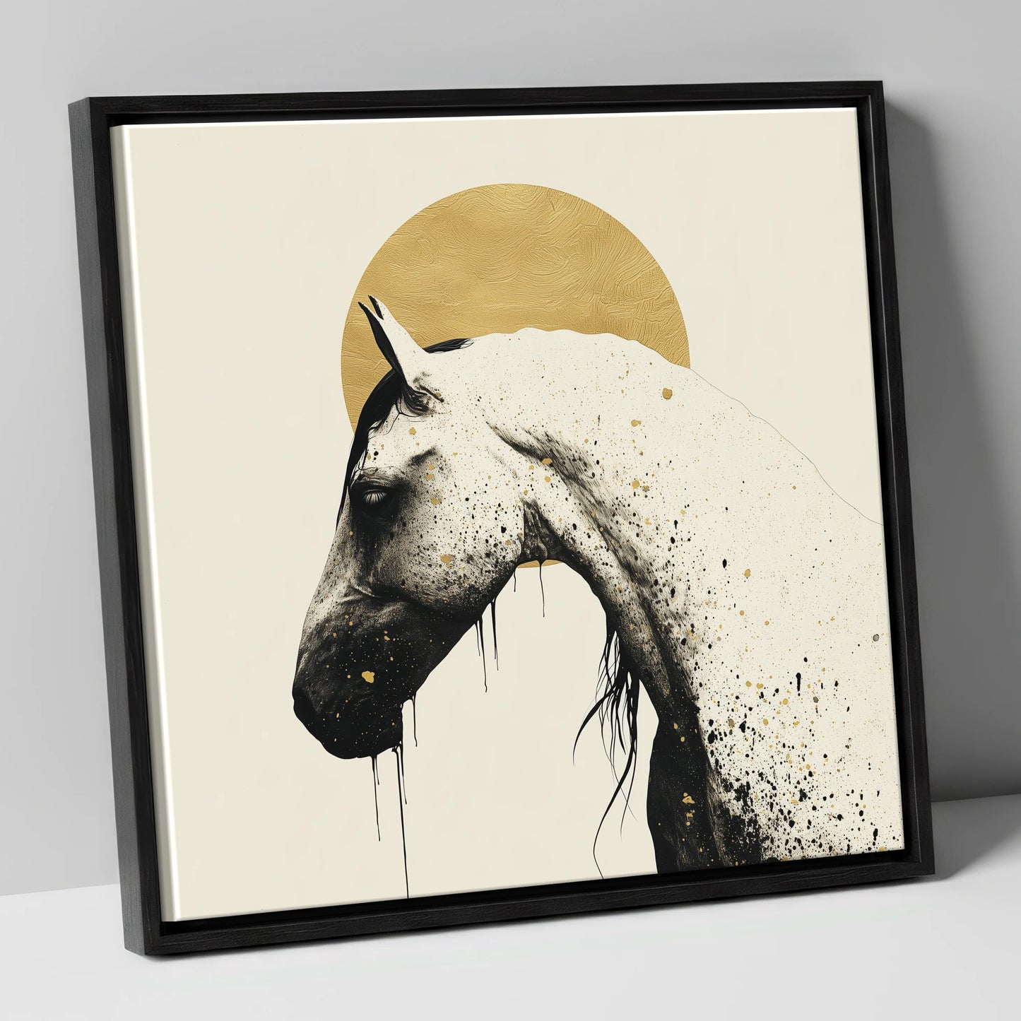 Gilded Equine Profile horse breed canvas wall art in black frame