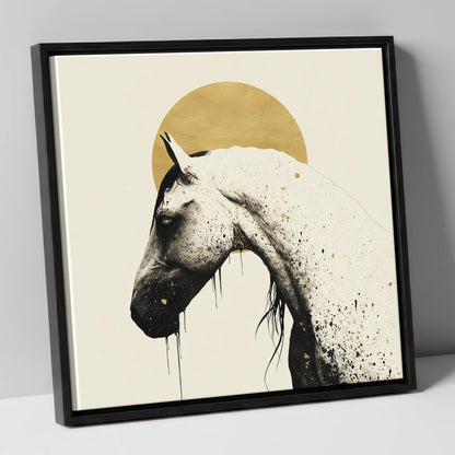 Gilded Equine Profile horse breed canvas wall art in black frame