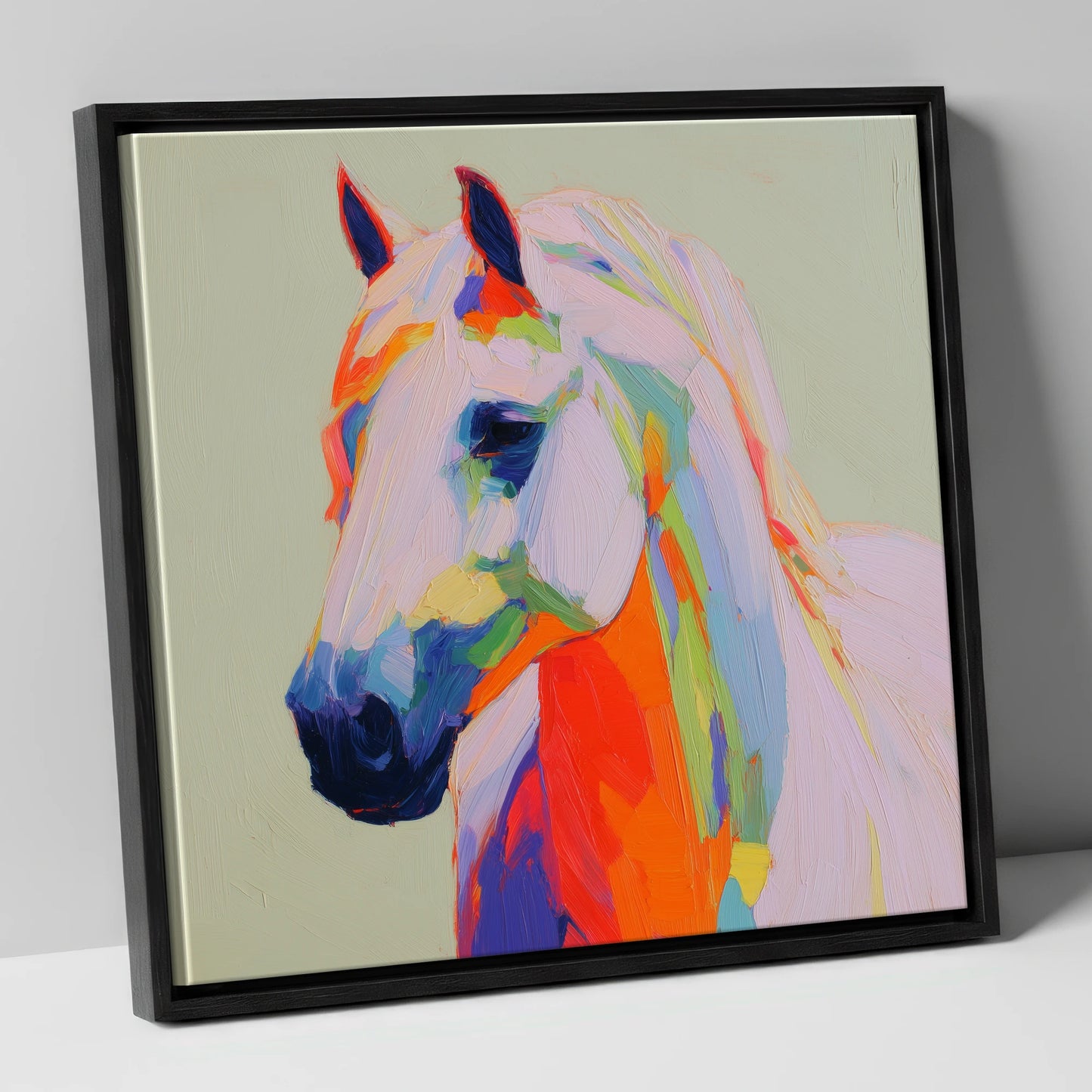 Vivid Equine Profile horse breed canvas wall art in black frame