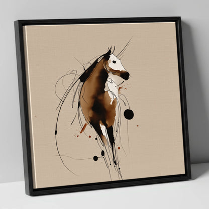 Fluid Ink Profile horse portrait canvas wall art in black frame