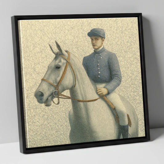 The Slate Silks racing horse canvas wall art in black frame