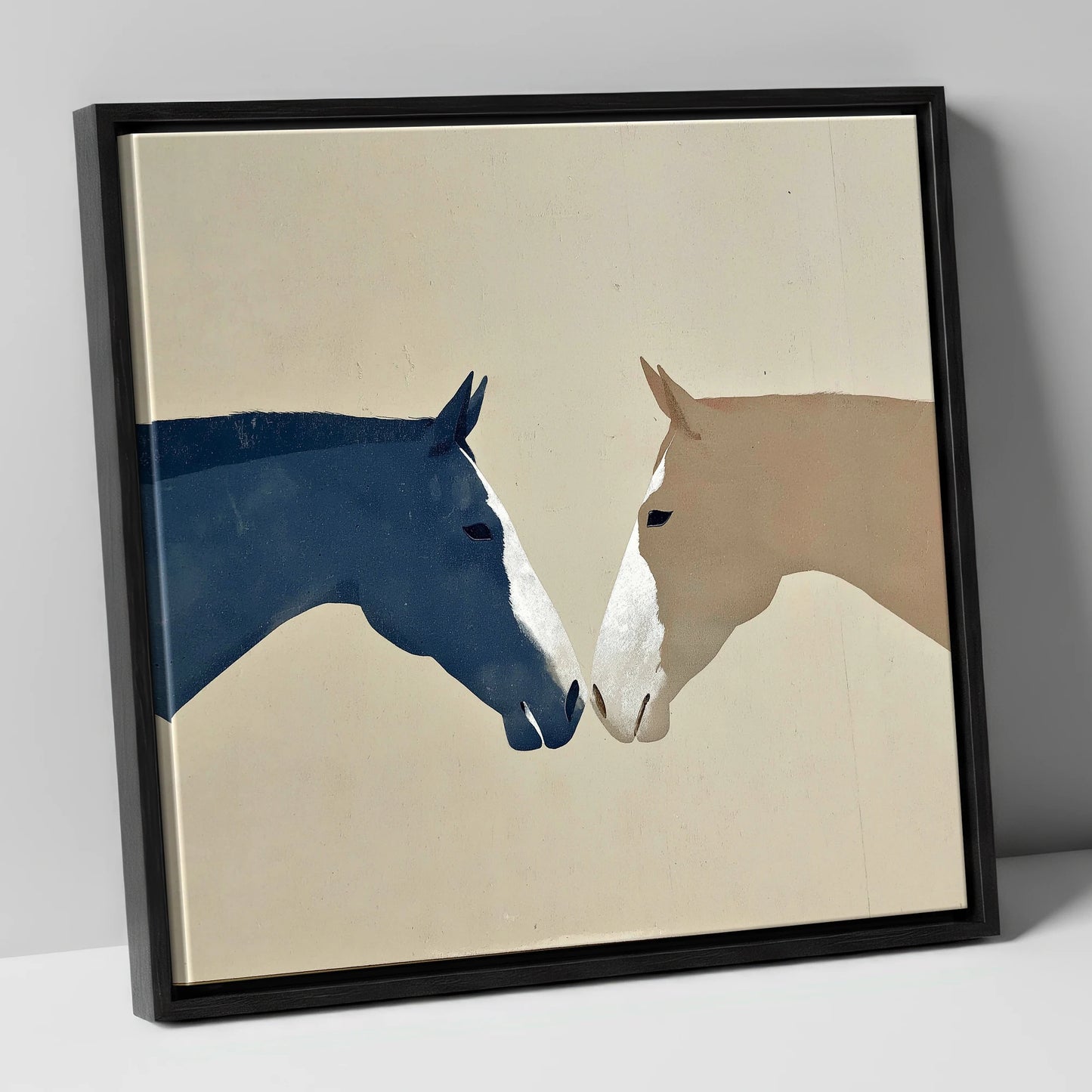 Kindred Spirits horse portrait canvas wall art in black frame