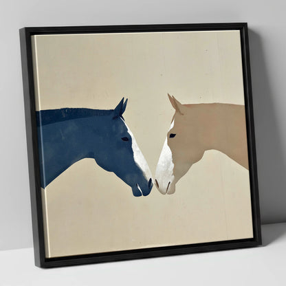Kindred Spirits horse portrait canvas wall art in black frame