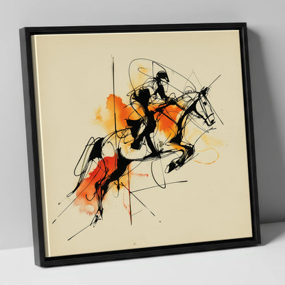 Amber Flight show jumping horse canvas wall art in black frame