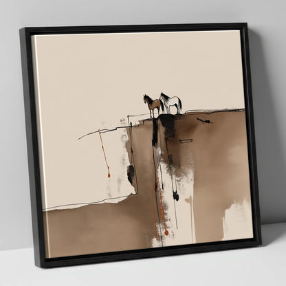 Horizon Companions wild horses canvas wall art in black frame