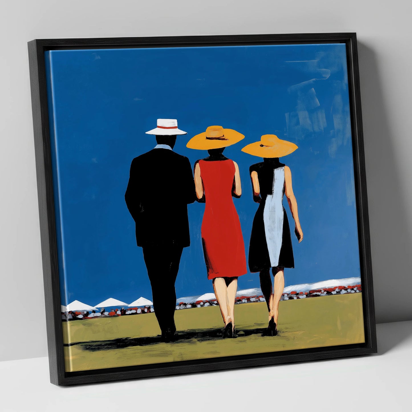 Summer Racing Elegance racing horse canvas wall art in black frame