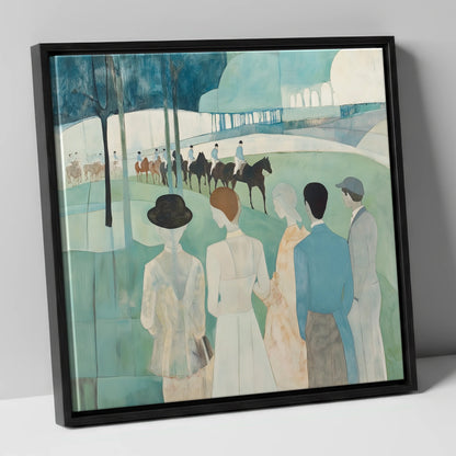 Before the Off racing horse canvas wall art in black frame