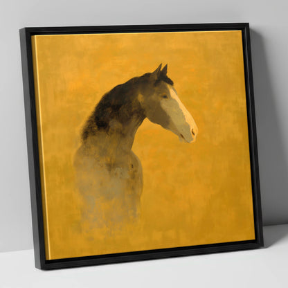 Gilded Equine Profile horse portrait canvas wall art in black frame