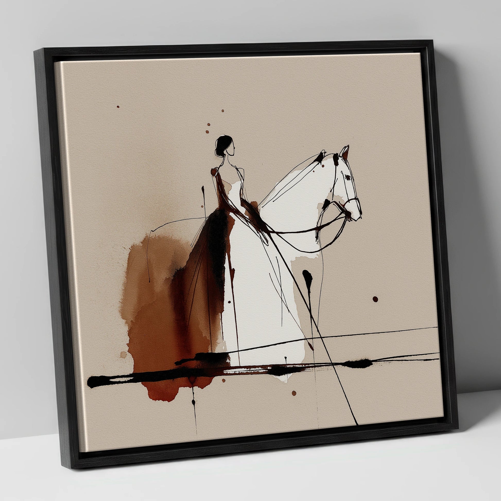 Timeless Connection horse & rider canvas wall art in black frame