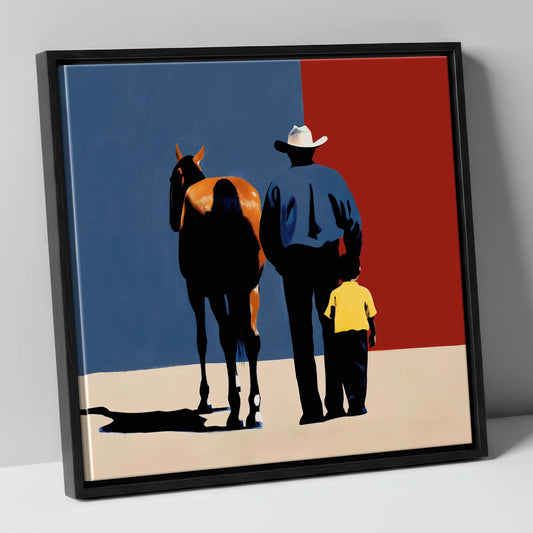 The Western Legacy horse & rider canvas wall art in black frame