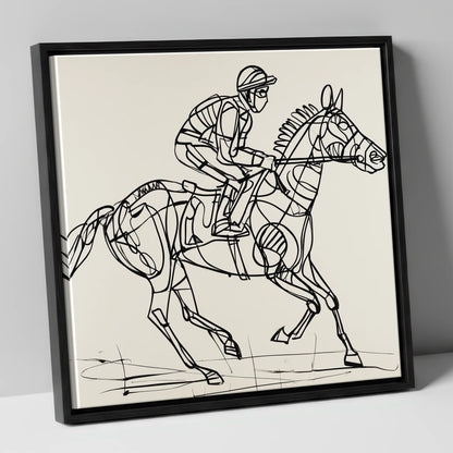 Geometry of Speed racing horse canvas wall art in black frame