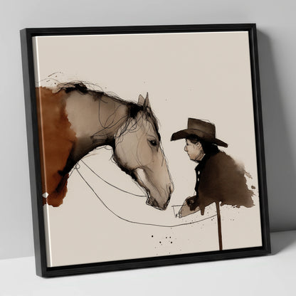 The Stockman's Bond western horse canvas wall art in black frame