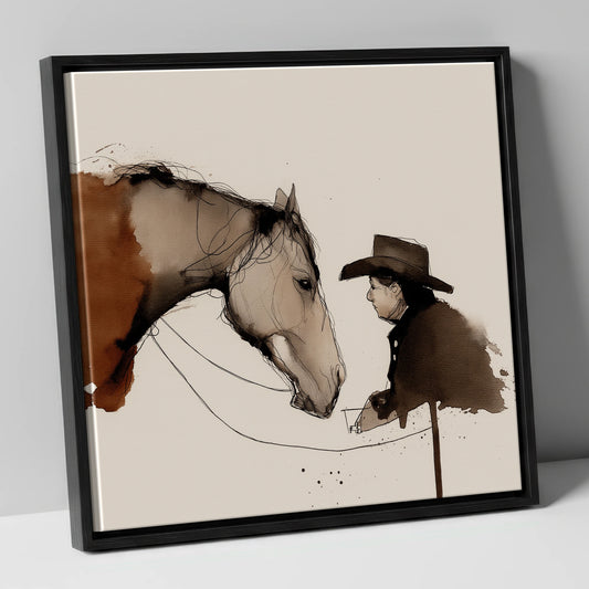 The Stockman's Bond western horse canvas wall art in black frame
