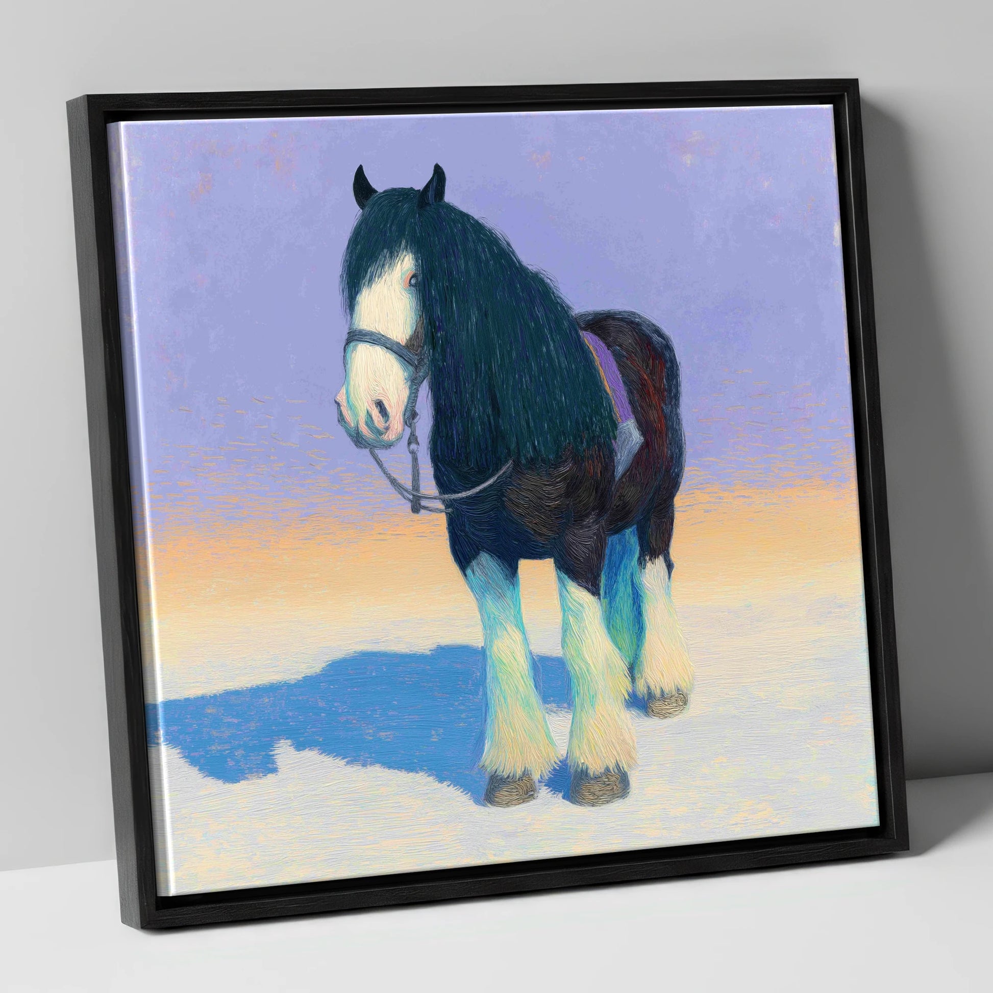 The Gentle Giant horse breed canvas wall art in black frame