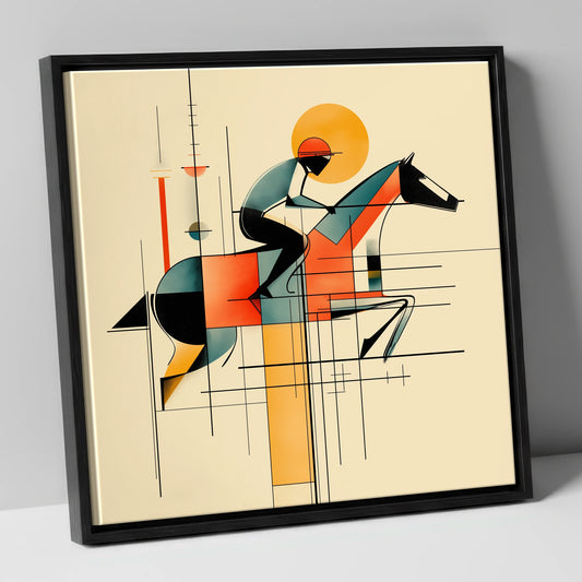 Precision at Pace racing horse canvas wall art in black frame
