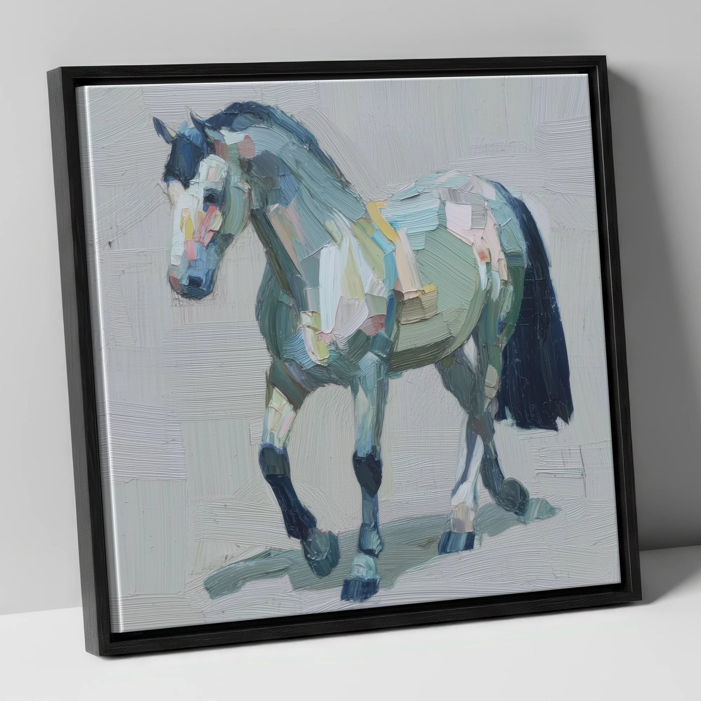 Painted Strides horse breed canvas wall art in black frame