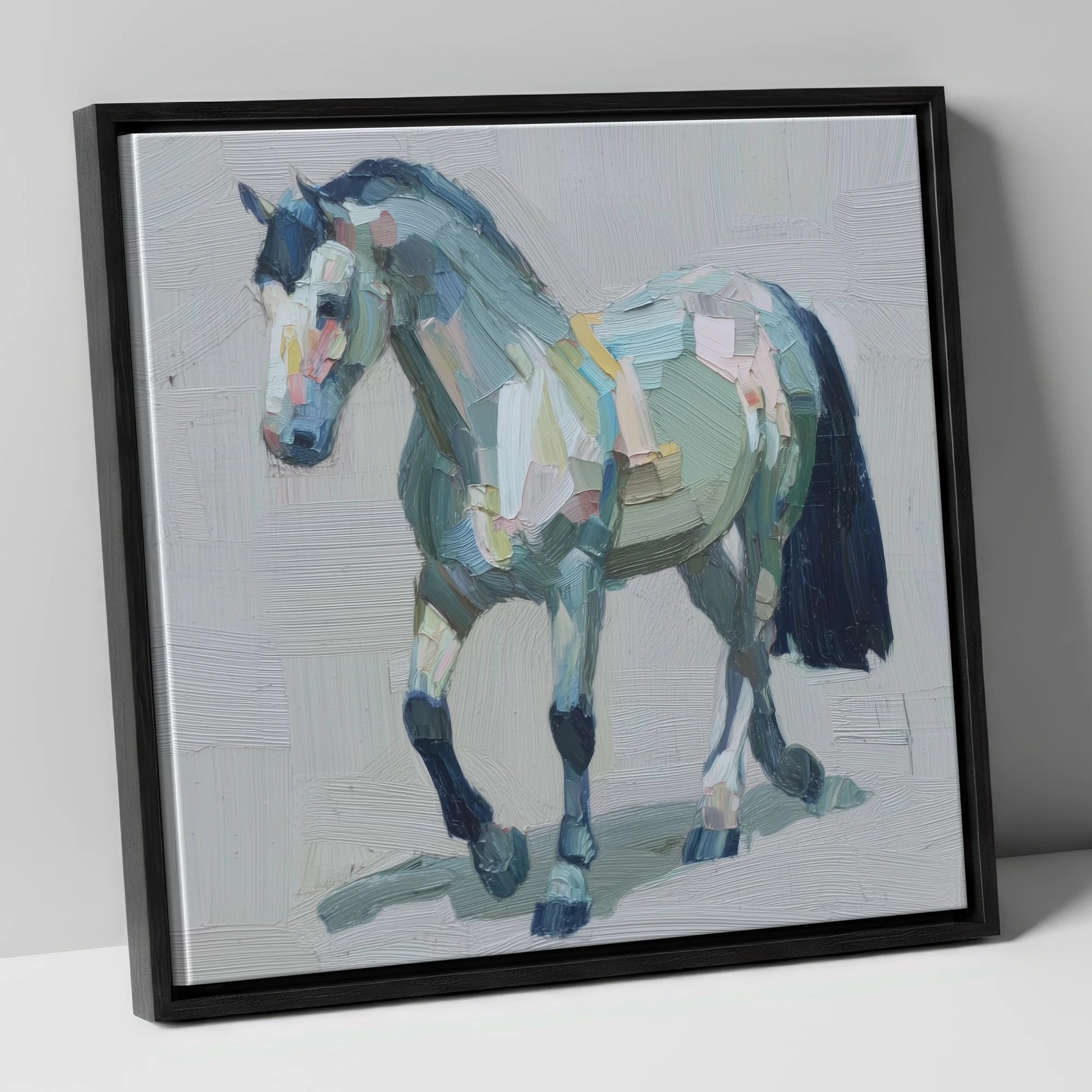 Painted Strides horse breed canvas wall art in black frame