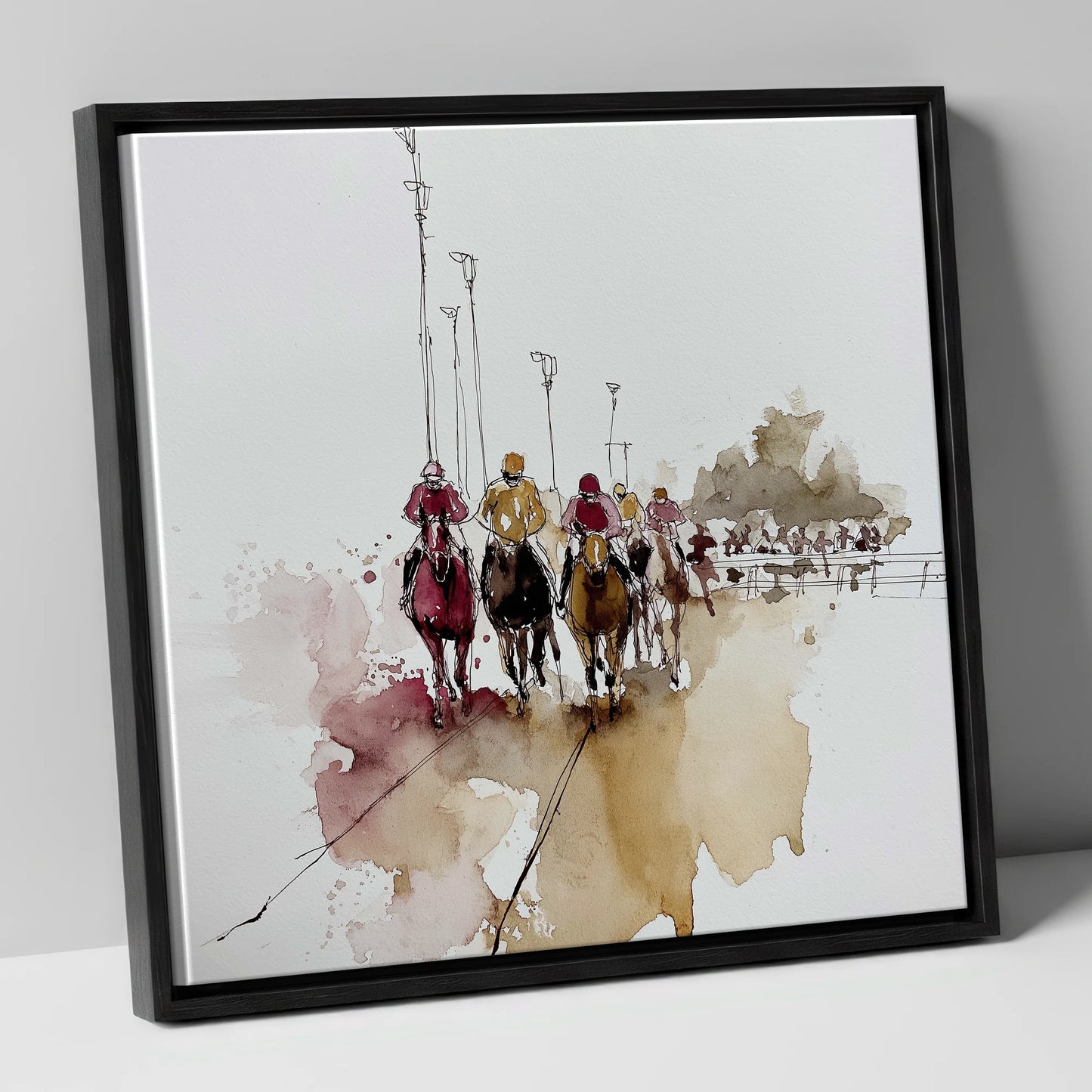 The Final Furlong racing horse canvas wall art in black frame