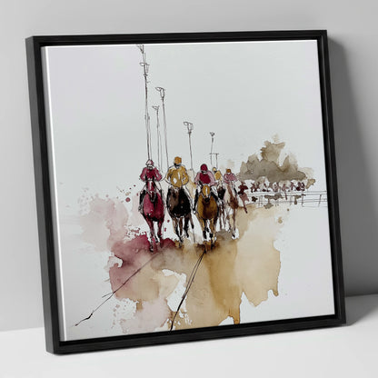 The Final Furlong racing horse canvas wall art in black frame