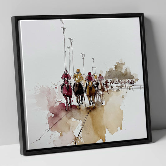 The Final Furlong racing horse canvas wall art in black frame