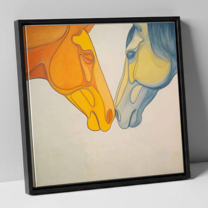 Flowing Connection horse portrait canvas wall art in black frame