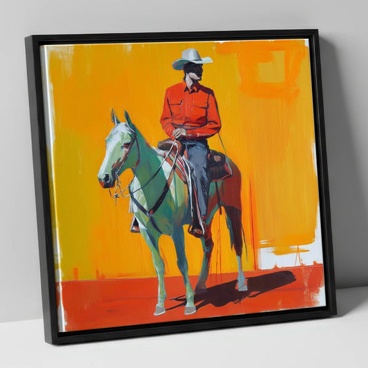 The Bright Frontier western horse canvas wall art in black frame