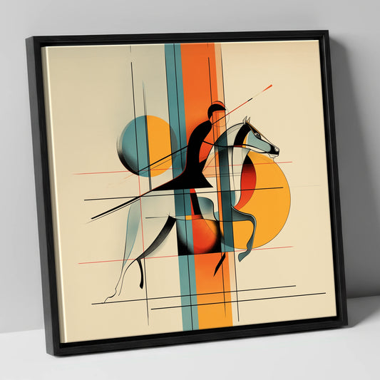 Structured Stride racing horse canvas wall art in black frame