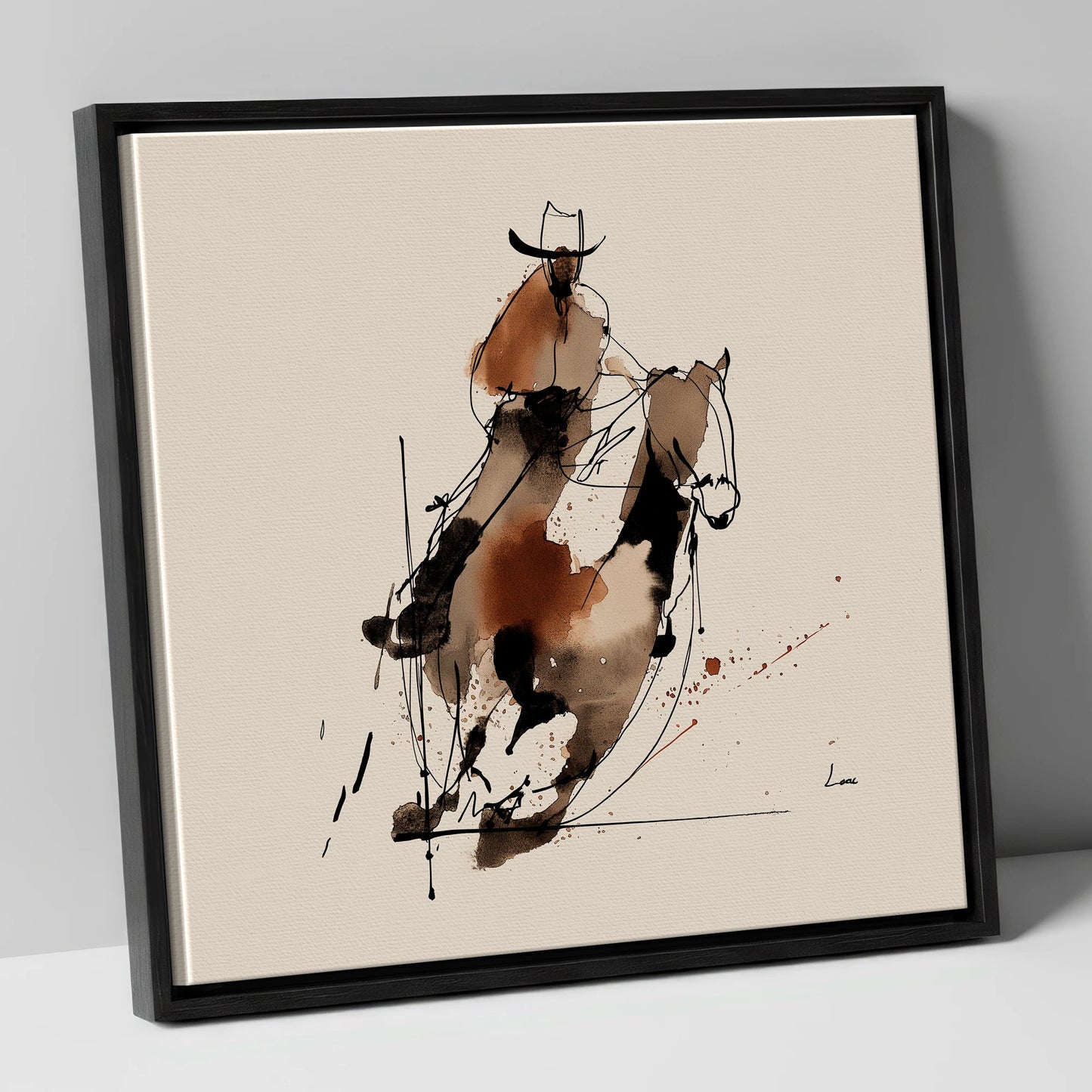 Western Momentum western horse canvas wall art in black frame