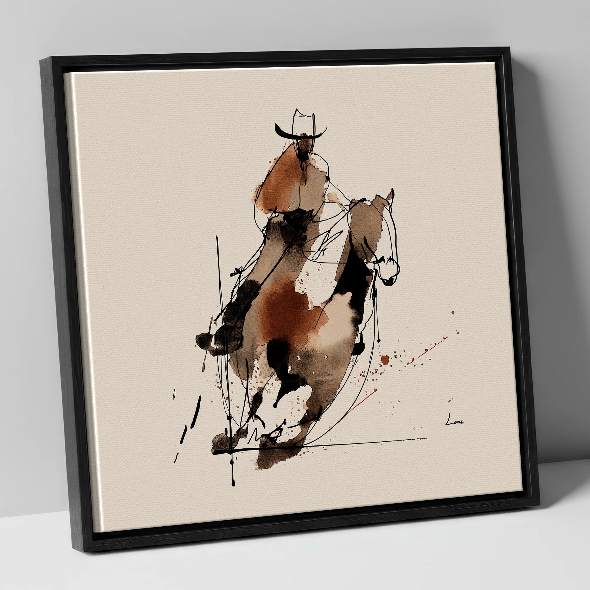 Western Momentum western horse canvas wall art in black frame