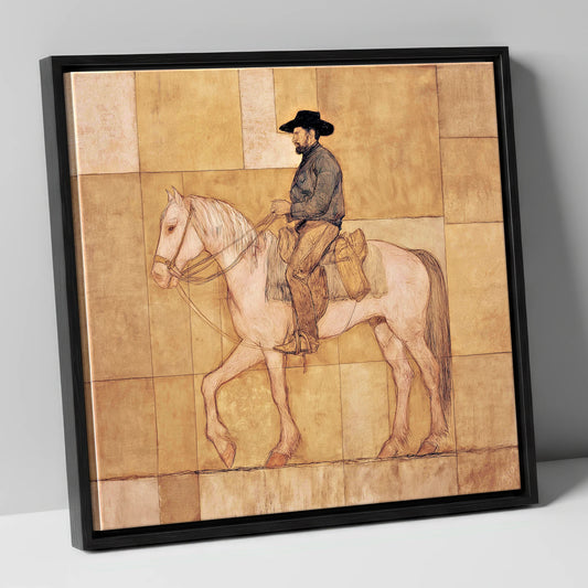The Golden Trail western horse canvas wall art in black frame