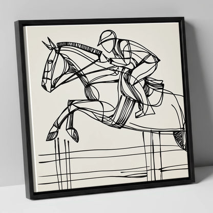 The Perfect Arc show jumping horse canvas wall art in black frame