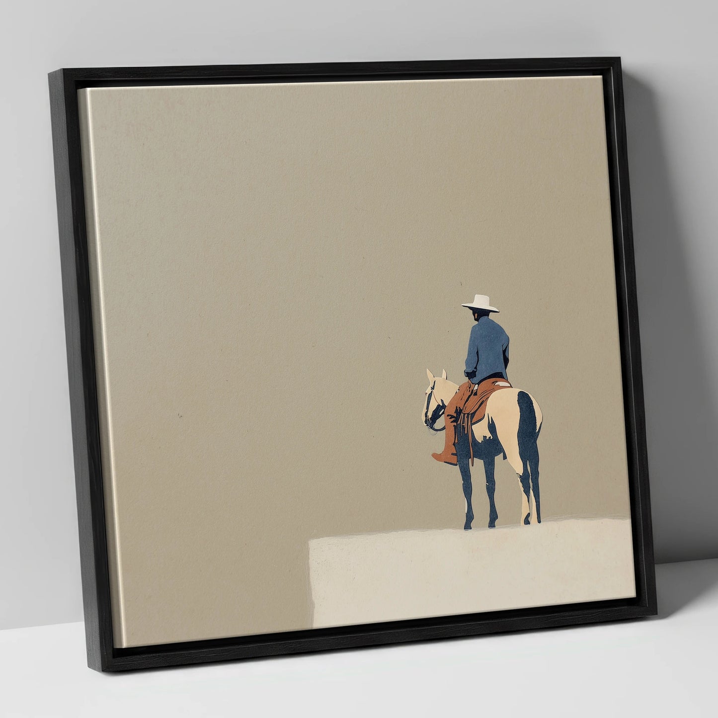 The Quiet Frontier western horse canvas wall art in black frame