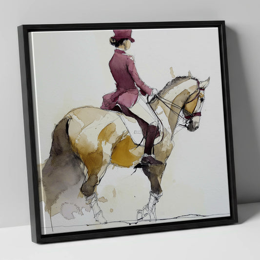 Classical Dressage Poise dressage horse canvas wall art in black frame