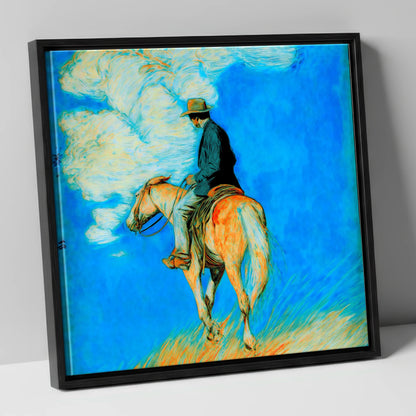 Vivid Western Horizon western horse canvas wall art in black frame